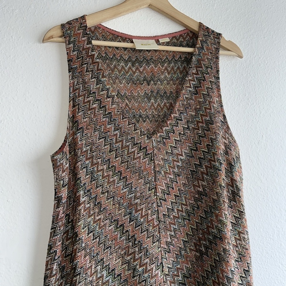 Anthropologie Maeve Westwater Chevron Knit V Neck Dress Sz. L - Picture 5 of 12